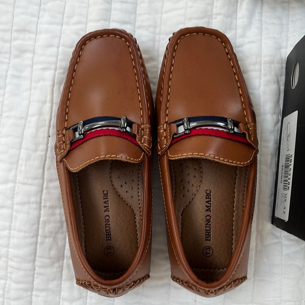 NWT /in box Little Boys Bruno Marc Brown Loafers Size 13